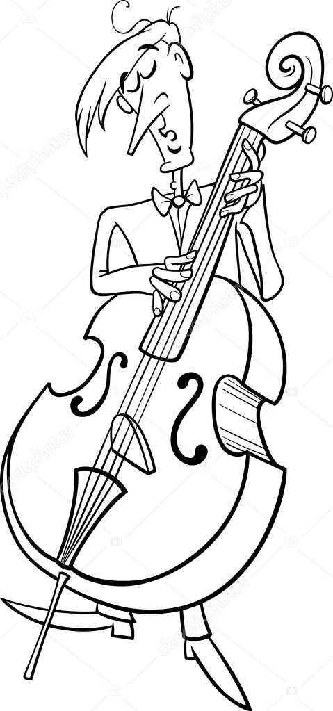 contrabass musician coloring page