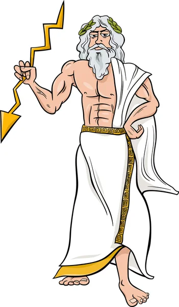 Ilustrasi kartun Zeus dewa Yunani - Stok Vektor