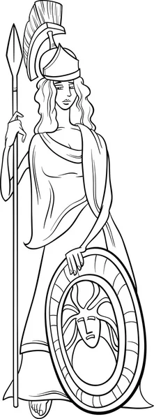 Página para colorear diosa griega athena — Vector de stock