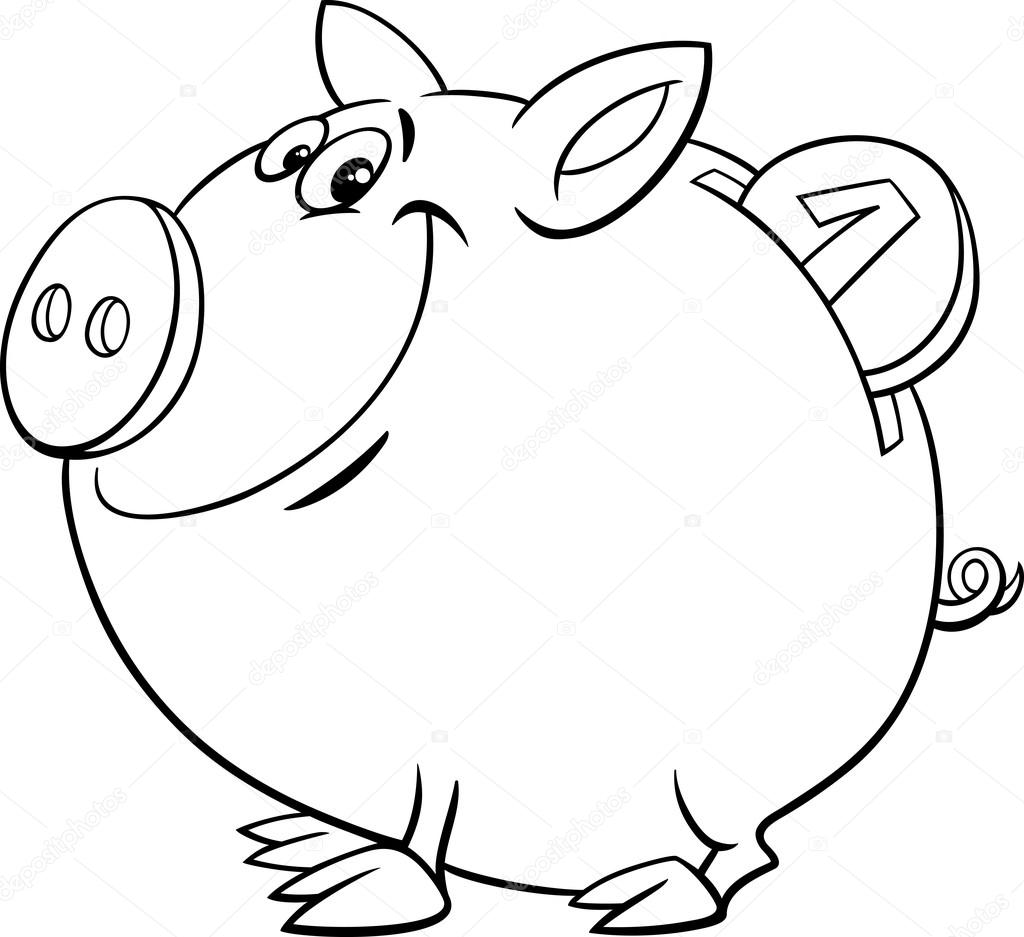 Pictures Piggy Bank To Color Piggy Bank Coloring Page Stock