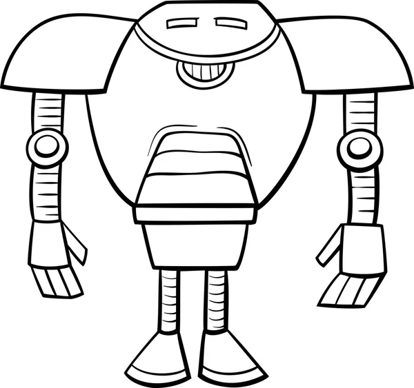 Roboter Cartoon Ausmalseite — Stockvektor