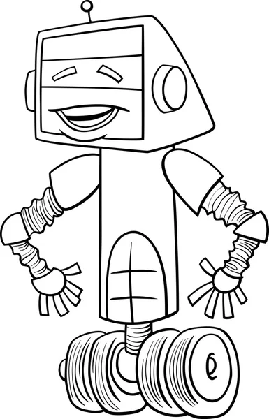 Roboter Cartoon Ausmalseite — Stockvektor