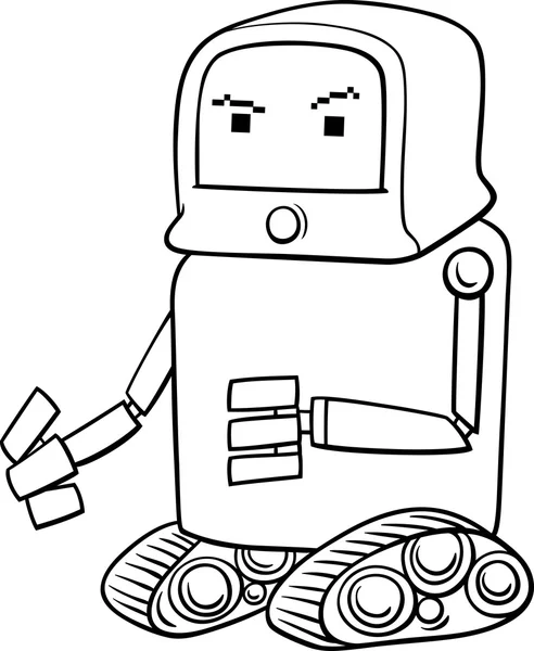 Roboter Cartoon Ausmalseite — Stockvektor