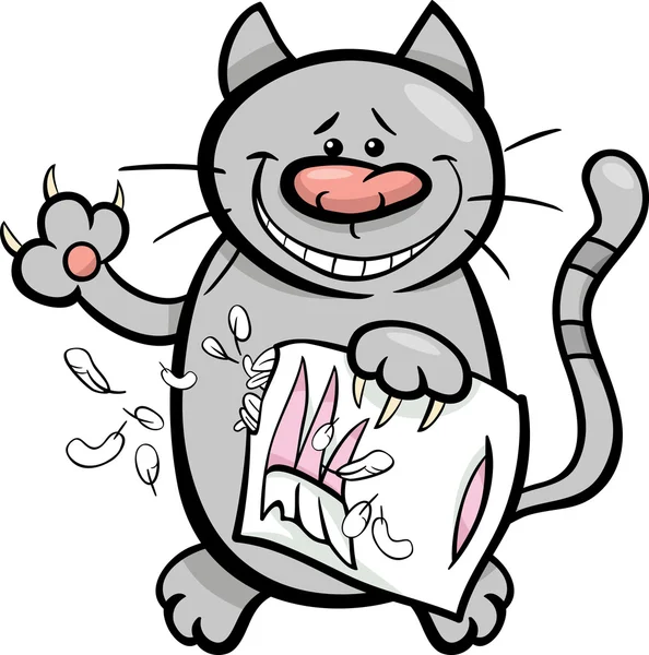 Katze mit Kissen Cartoon Illustration — Stockvektor