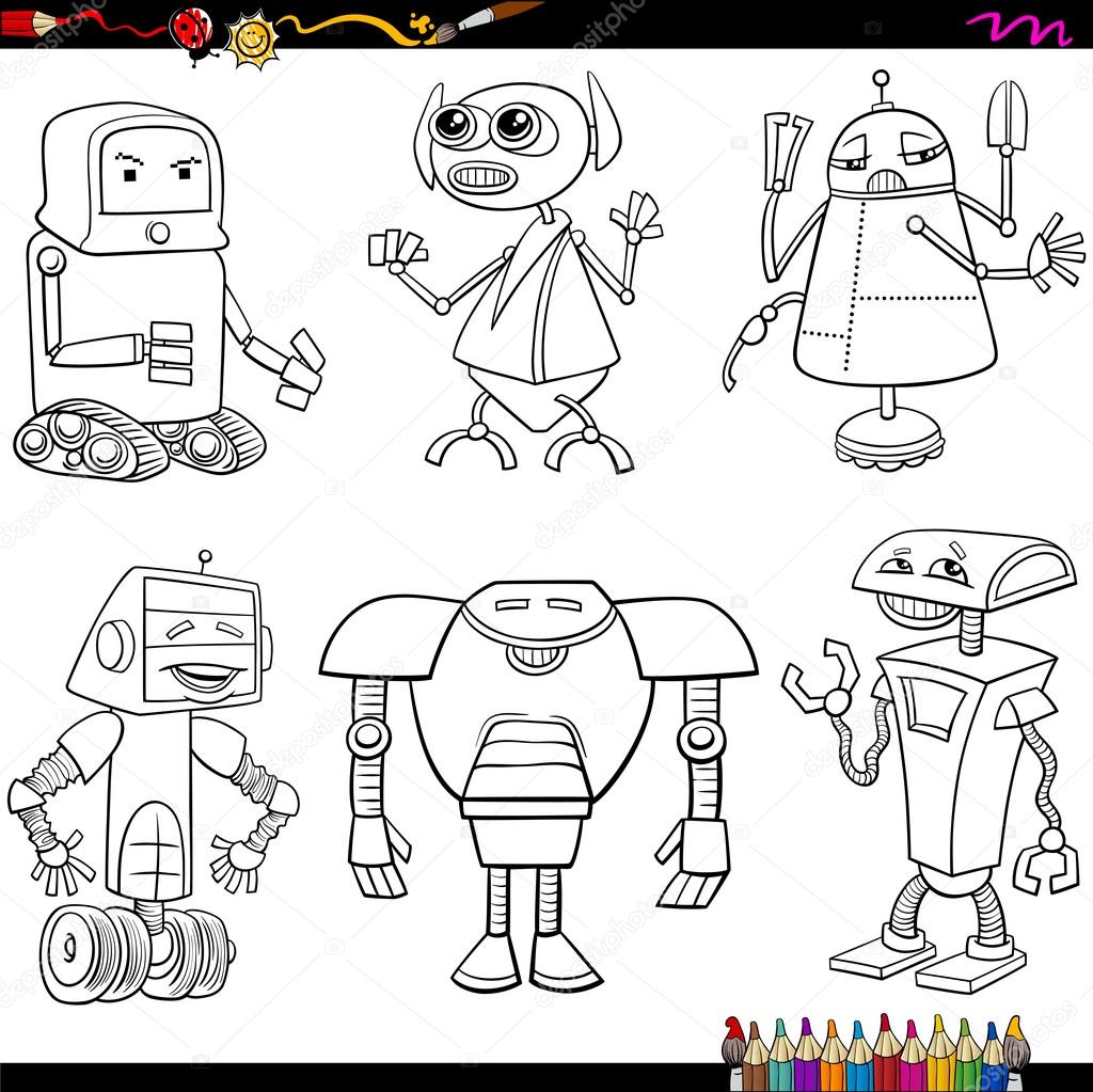 Download Fantasy robots cartoons coloring page — Stock Vector © izakowski #74204043
