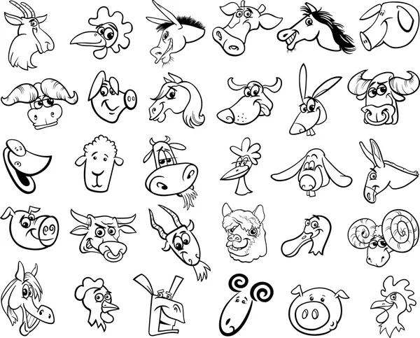 Farm animals set coloring page — Stock Vector