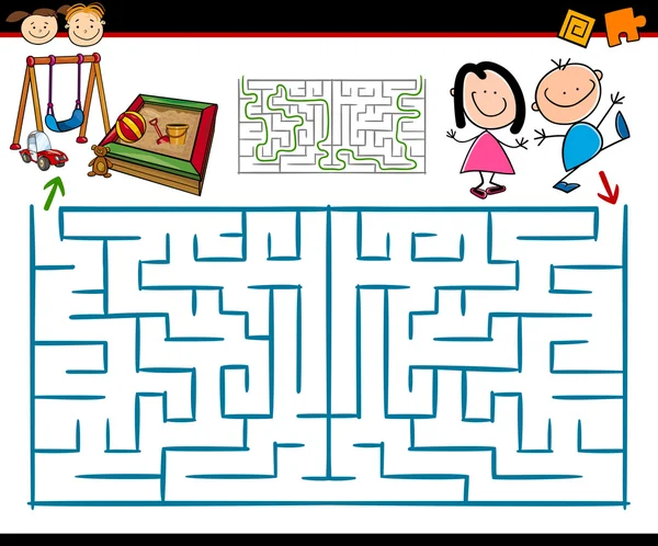 Kreslený bludiště nebo labyrint hra — Stockový vektor
