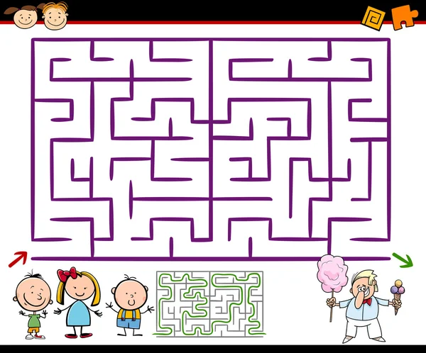 Labirinto de desenhos animados ou labirinto jogo — Vetor de Stock
