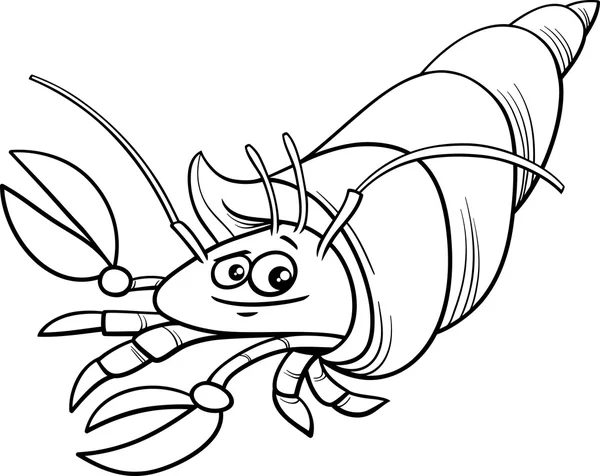 Hermit crab cartoon coloring page — Stock Vector