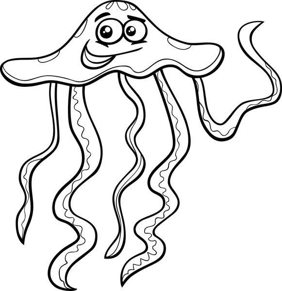 Страница раскраски медуз — стоковый вектор