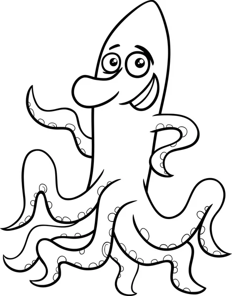 Octopus cartoon kleurplaat — Stockvector