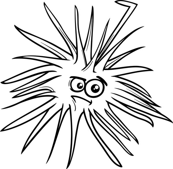 sea urchin cartoon coloring page