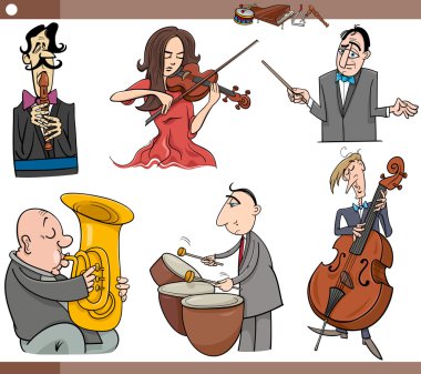 müzisyenler karakter karikatür ayarla