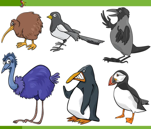 Aves desenho animado conjunto ilustração —  Vetores de Stock