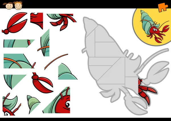 Dessin animé ermite crabe puzzle jeu — Image vectorielle