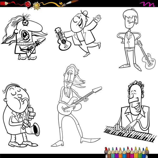 Muzikanten cartoon kleurplaat Vectorbeelden