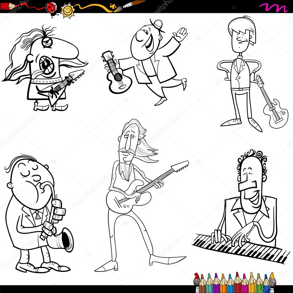 musicians cartoon coloring page