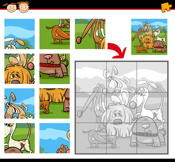 Chien de dessin animé puzzle jeu — Image vectorielle
