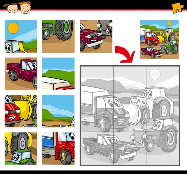 Jogo de quebra-cabeça de carro de desenho animado