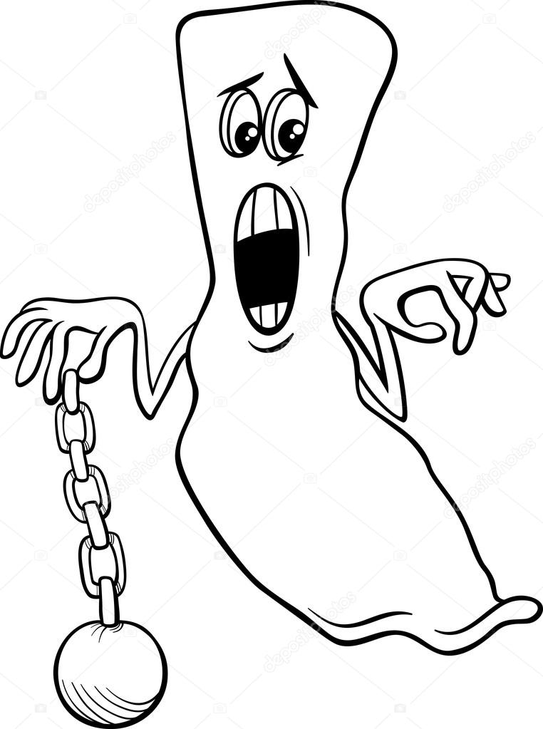 ghost with chain coloring page