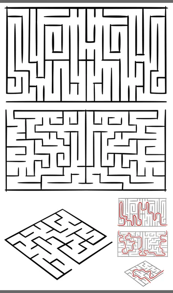 Bludiště a labyrinty diagramy sada — Stockový vektor