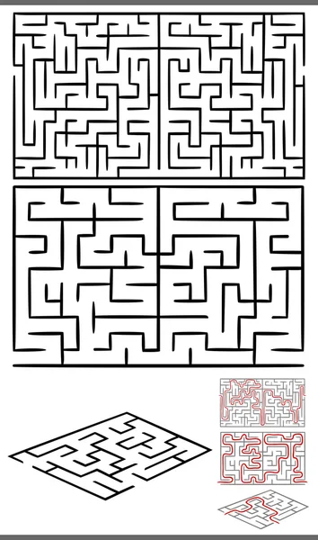 Labyrinthe oder Labyrinthe Diagramme gesetzt — Stockvektor