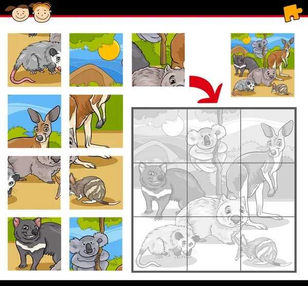 Wild animals jigsaw puzzle game Stock Vector