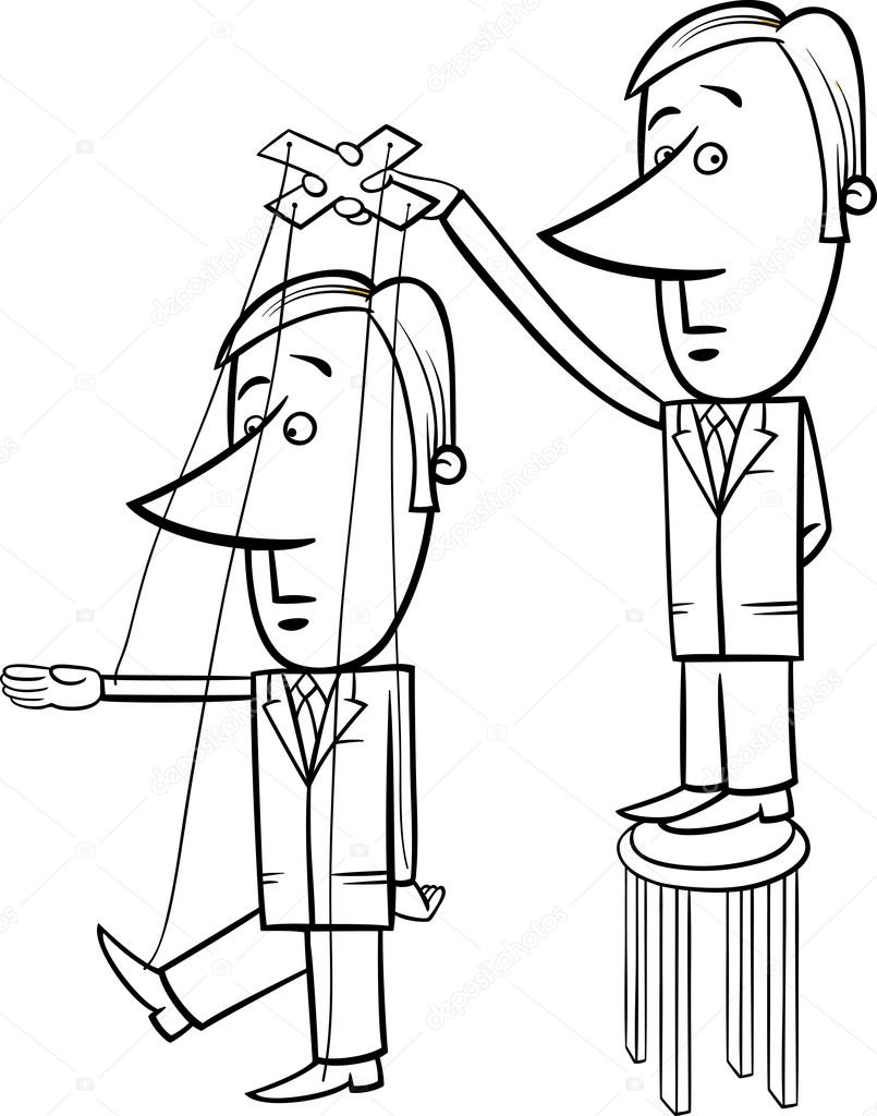 puppet businessman cartoon illustration
