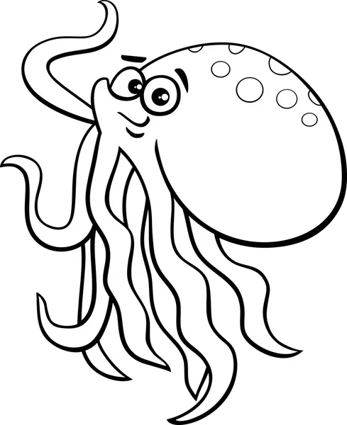 Chobotnice kreslený omalovánky — Stockový vektor