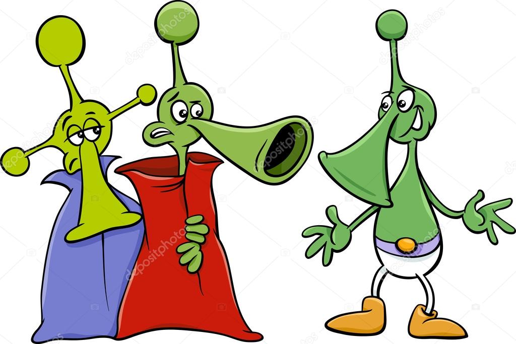alien characters cartoon illustration