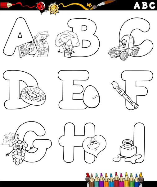 Cartoon alfabetet för målarbok — Stock vektor
