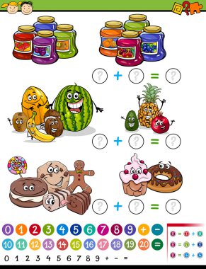 matematiksel oyun çizgi film illüstrasyon