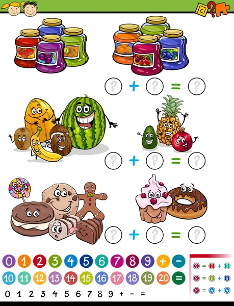 Illustrazione cartone animato gioco matematico — Vettoriale Stock