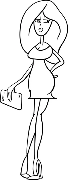 Mädchen mit Tablet-Cartoon — Stockvektor