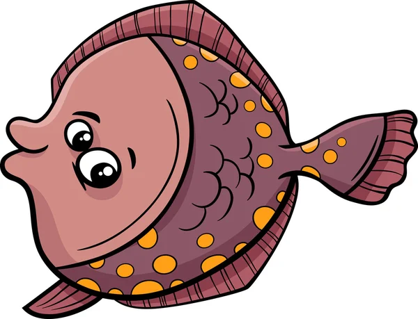 Ilustración de dibujos animados de peces platija — Vector de stock