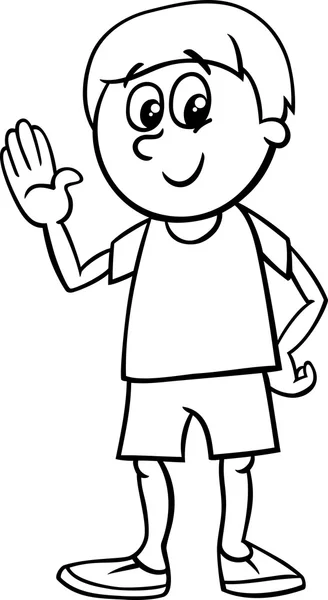 Feliz niño dibujos animados para colorear página — Vector de stock