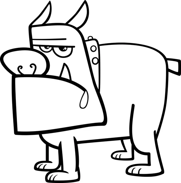 Bull dog cartoon coloring page — Stock Vector