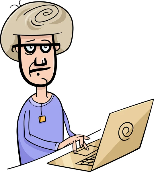 Man met laptop cartoon — Stockvector