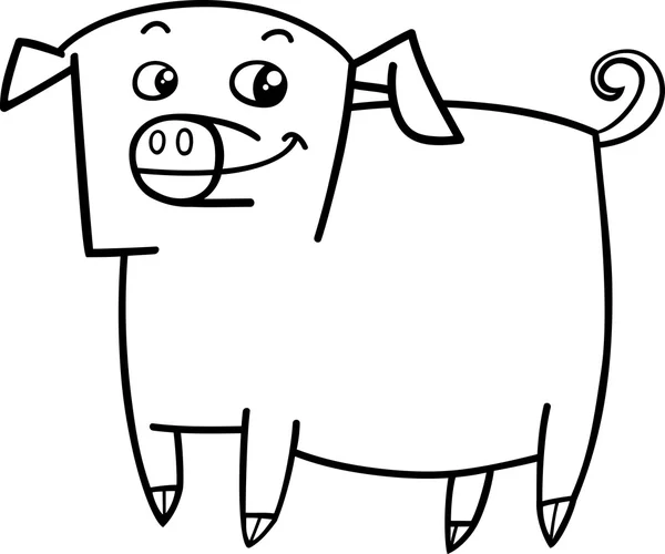 Pig farm animal coloring book — Stock Vector