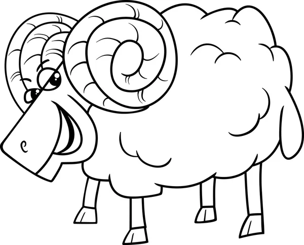 RAM farm állatok kifestőkönyv — Stock Vector