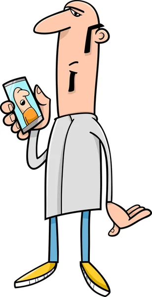 Man met mobiele cartoon — Stockvector