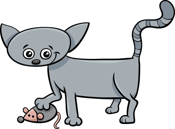 Oyuncak karikatür ile yavru kedi — Stok Vektör
