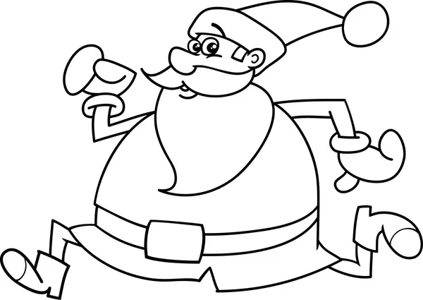 Running santa coloring book — Stock Vector