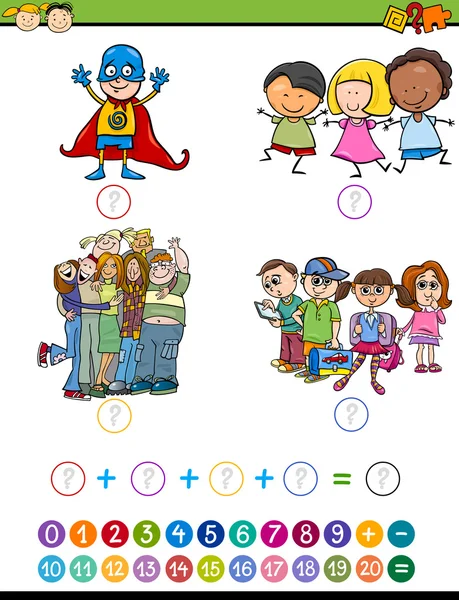 Matemática jogo cartoon ilustração —  Vetores de Stock