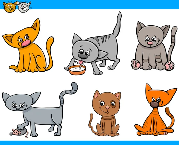 Katten tekens cartoon set — Stockvector