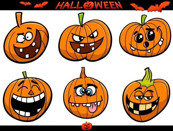 Halloween abóboras desenho animado conjunto — Vetor de Stock