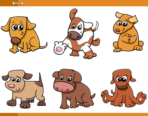 Dog characters cartoon set — Stock Vector