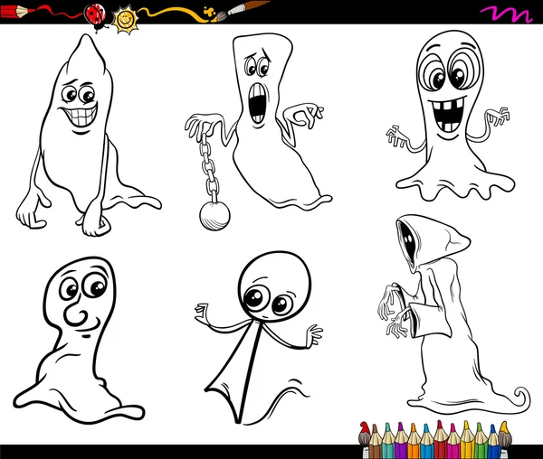 Halloween fantasmas para colorear página — Vector de stock