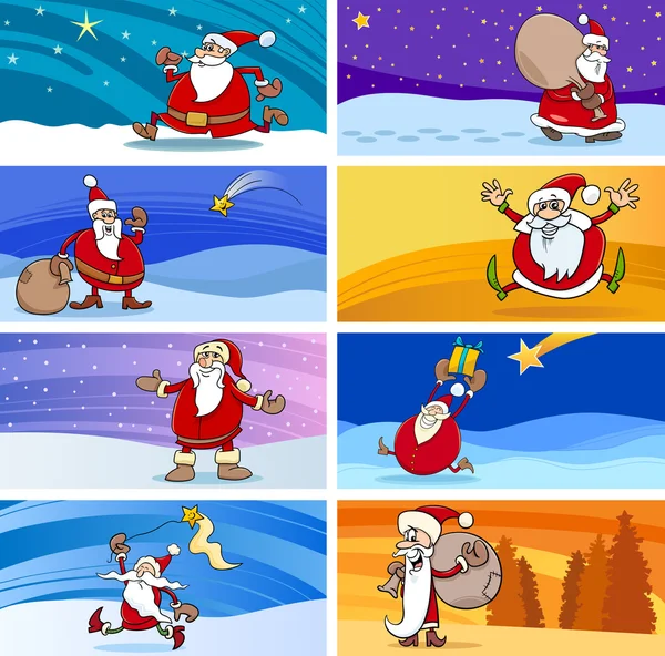 Cartoon christmas greeting cards — Stock Vector