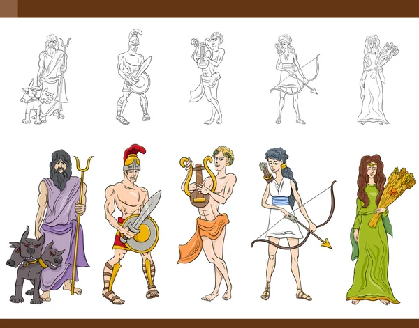 Dioses griegos conjunto ilustración — Archivo Imágenes Vectoriales